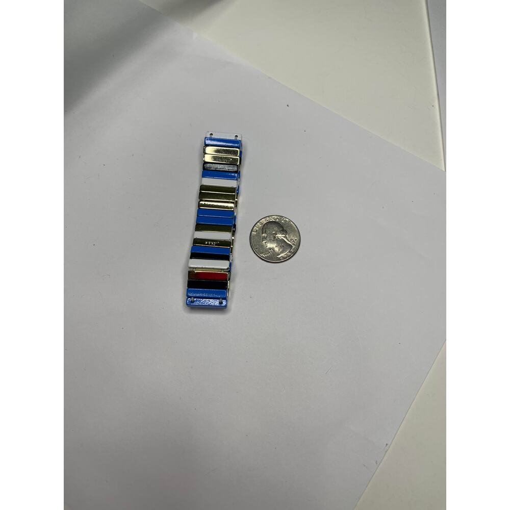 J. Crew JCREW bracelet blue black white silver tone signed costume jewelry - Picture 6 of 14